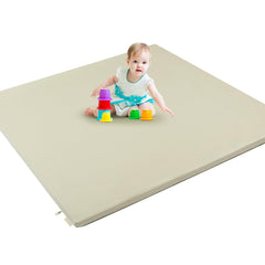 PIIKAGO padded baby play mat grayish green top view supports safe tummy time and exploration.