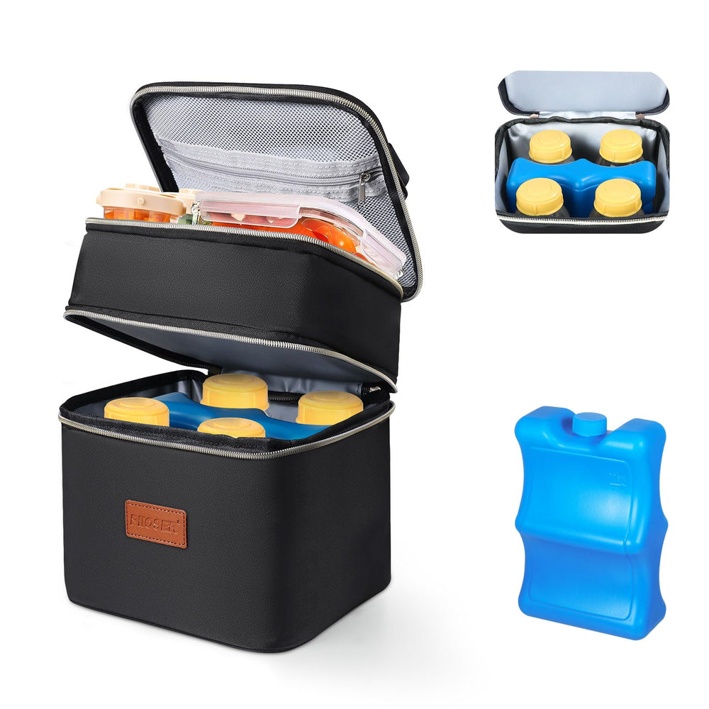 PIIOSER baby bottle cooler bag opened for dual compartments and easy access.