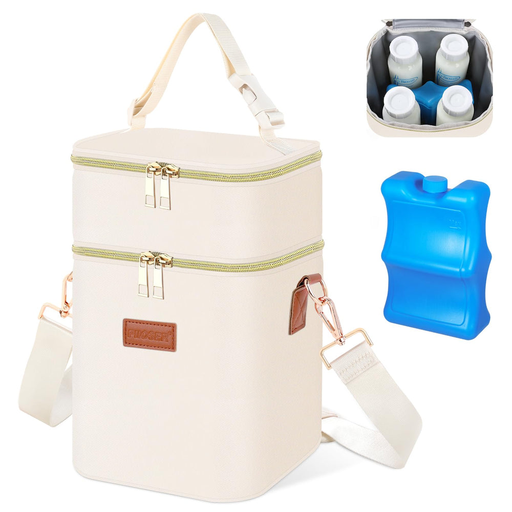 PIIOSER baby bottle tote with ice pack keeps milk cold on outings.