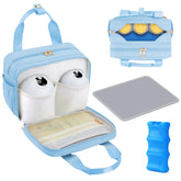 PIIOSER breastmilk cooler bag blue front view shows portable on-the-go storage.