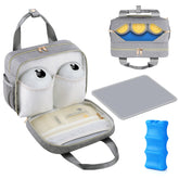 PIIOSER Breastmilk Cooler Bag front pockets show organized storage for pumps and bags