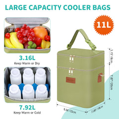 PIIOSER top compartment stores pumps and accessories for nursing moms.