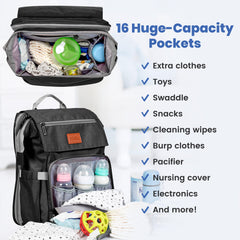PILLANI diaper bag backpack back view shows comfortable padding and ergonomic wear