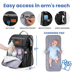 PILLANI diaper bag interior reveals 16 pockets for organized gear