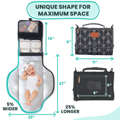 Pillani changing pad stroller attachment enables hands-free transport during walks.