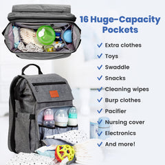 PILLANI diaper bag backpack insulated bottle pockets help maintain feeds on the go.