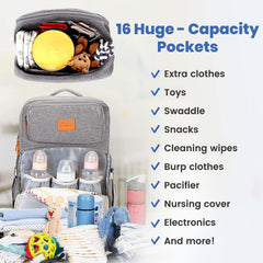 PILLANI diaper bag backpack insulated-bottle-pockets preserves milk temperature for on-the-go feeds