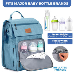PILLANI diaper bag backpack built-in stroller straps for hands-free traveling
