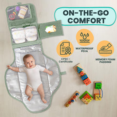 Pillani pad with memory foam pillow providing comfortable support during changes