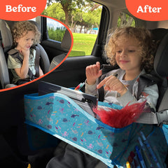 PILLANI travel tray 600D Oxford fabric highlights durable, travel-ready construction.