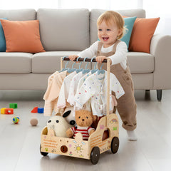 PineapplePapa wooden baby basket on wheels for easy mobility and gifting convenience