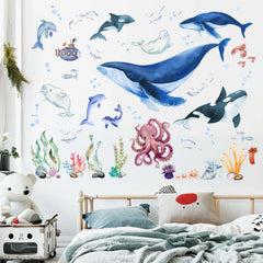 PinkEleph Under The Sea dolphin wall decal provides a friendly focal point for baths and play