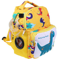 pinklilycare feeding-tube-backpack front view with tubing passthrough for on-the-go use.