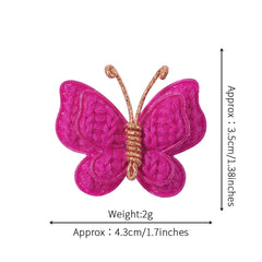 pinkoriart butterfly hair clip closeup rose red shows handmade detail.