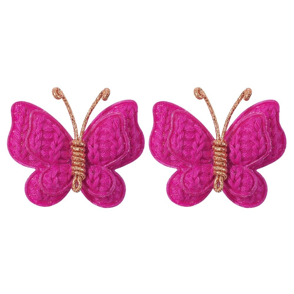 pinkoriart butterfly hair clip rose red 2-pack secures fine hair all day.