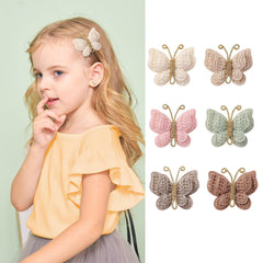 Pinkoriart kid hair accessory butterfly beige lightweight clip for sensitive scalps
