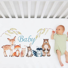 Pinnkku woodland animals quilt close-up highlights detailed stitching for nursery decor