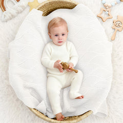 Pinuotu thick cotton knit baby blanket soft-touch fabric ideal for stroller outings