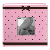 Pioneer Baby Dot fabric frame cover showcases pink-brown charm for lasting keepsake memories.