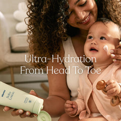 Pipette baby lotion featuring squalane to restore natural skin balance during daily use.