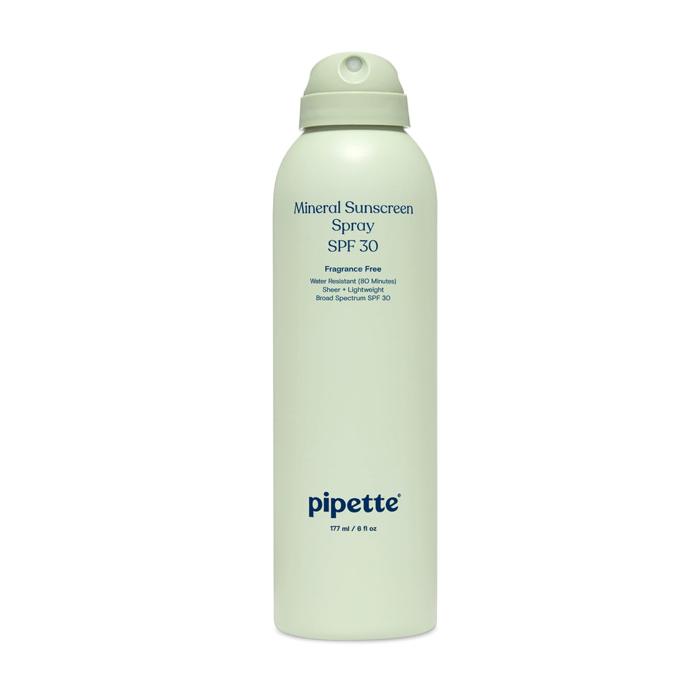 Pipette Baby Mineral Sunscreen Spray bottle for easy protection on the go.