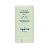 Pipette baby sunscreen stick front view showing mineral SPF 50 protection for delicate skin.