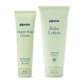 Pipette fragrance-free baby lotion bottle showing lightweight hydration for delicate skin