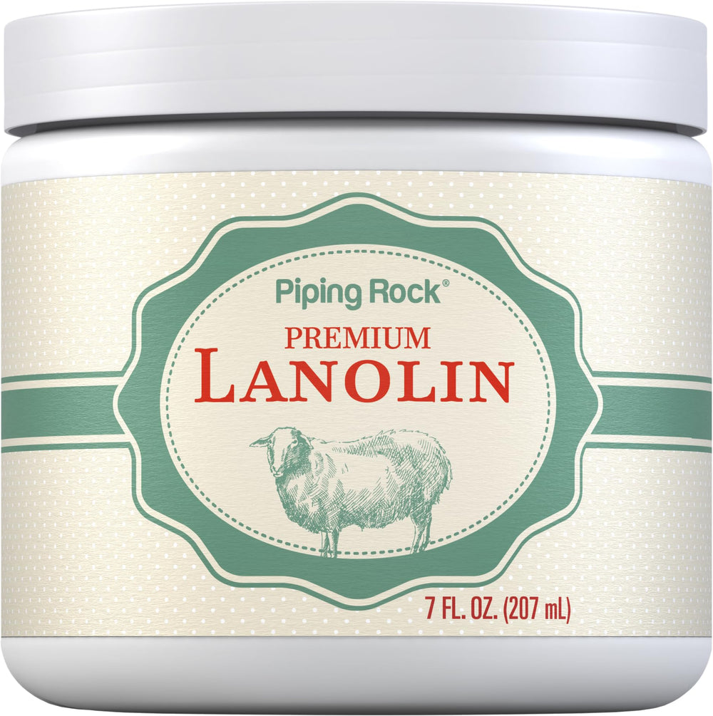 Piping Rock Lanolin Nipple Cream jar closeup showing creamy soothing moisture