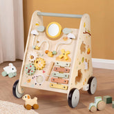 Pithfor wooden baby push walker frame supports first steps with steady balance