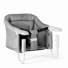 Pivvital hook-on high chair clip-on assembly demonstrates secure setup for meals.