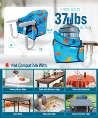 Pivvital hook-on high chair blue clamps secure to table edge
