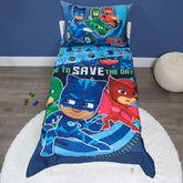 PJ Masks Time to Save The Day bedspread reversible showing three heroes for two looks