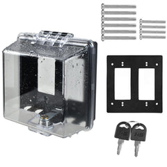PKLIYH outdoor weatherproof outlet cover box front view shows secure, weather-ready protection