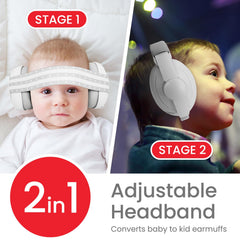 PLANTURECO 2-in-1 headphones with standard headband and rainbow design suit growing toddlers.