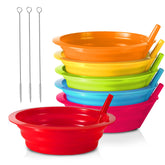 PLASKIDY Kids Cereal Bowls with Built-in Straws for mess-free sipping and easy milk access.