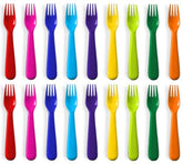 Plaskidy 18-piece kids forks in bright colors for kid-friendly mealtime.