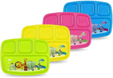 PLASKIDY toddler plates with zoo design and four compartments for organized meals.