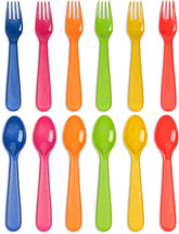 PLASKIDY wheat straw toddler utensils set 12pc in bright colors for easy feeding