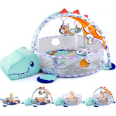 PLAY 4-in-1 Dinosaur Gym Mat cover in bright colors supports safe tummy time.