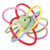 Playkidiz rattle-sensory-teether blue ball to stimulate baby's senses during play.