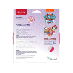 Playtex Baby Paw Patrol plates for girls 2-pack close-up shows durable graphics for lasting fun.