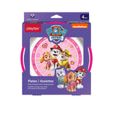 Playtex Baby Paw Patrol plates for girls 2-pack with bright graphics to boost self-feeding engagement.