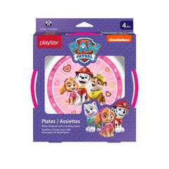 Playtex Baby Paw Patrol plates for girls 2-pack with bright graphics to boost self-feeding engagement.
