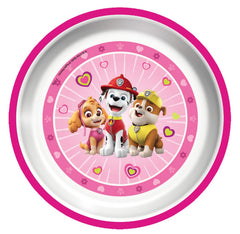 Playtex Baby Paw Patrol plates for girls 2-pack feature non-slip bottom to reduce spills during meals.