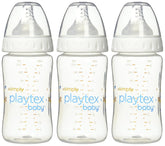 Playtex Baby Simply Complete bottle with ergonomic hold supports comfortable feeding for mom and baby.