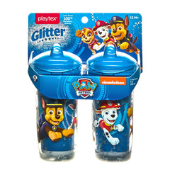 Playtex Baby Sipsters Paw Patrol glitter Chase front view highlights spill-proof design for toddlers