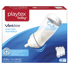 Playtex VentAire advanced wide bottle front view with ergonomic grip for easy feeding