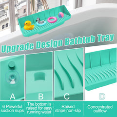 Pletpet 16x3.5-inch tray extends beyond tub edge for toy storage.