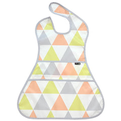 Plie waterproof bib close-up shows spill-resistant, easy-clean material.