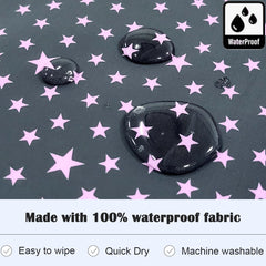 Plie full coverage bib waterproof material close-up highlights wipe-clean surface for mess-free cleanup